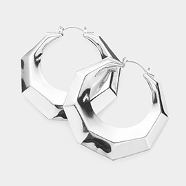 Metal Octagon Pin Catch Earrings