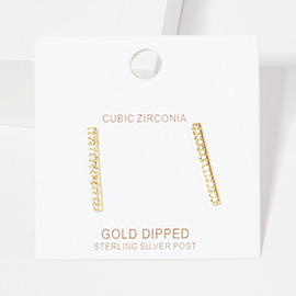 Gold Dipped CZ Bar Evening Earrings