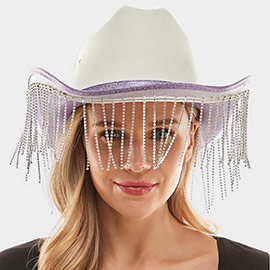 Rhinestone Fringe Glittered Cowboy Hat