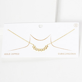 Gold Dipped CZ Teardrop Cluster Pendant Necklace