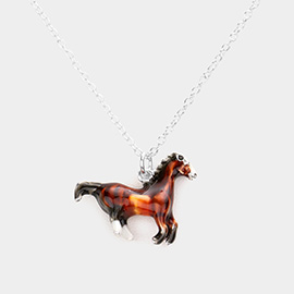 3D Running Horse Pendant Necklace