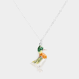3D Mallard Duck Pendant Necklace