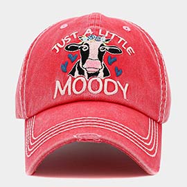 Just A Little Moody Message Cow Heart Vintage Baseball Cap