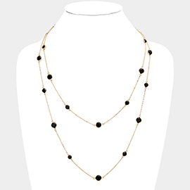 Round Bead Station Long Necklace