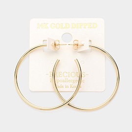 14K Gold Dipped 1.75 Inch Metal Hoop Earrings