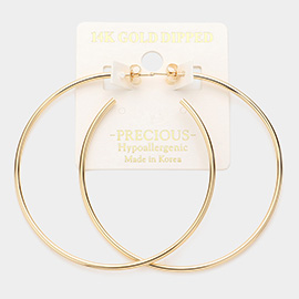 14K Gold Dipped 2.5 Inch Metal Hoop Earrings