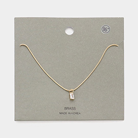 Brass Metal Baguette Stone Pendant Necklace