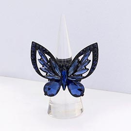 Multi Stone Embellished Butterfly Stretch Ring
