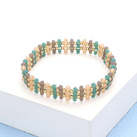Metal Ball Faceted Beaded Stretch Bracelet