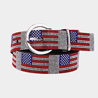American USA Flag Crystal Rhinestone Pave Belt