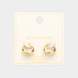 14K Gold Dipped 0.5 Inch Brass Metal Huggie Hoop Earrings