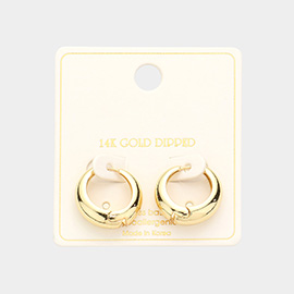 14K Gold Dipped 0.75 Inch Brass Metal Huggie Hoop Earrings