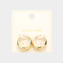 14K Gold Dipped 0.8 Inch Brass Metal Huggie Hoop Earrings