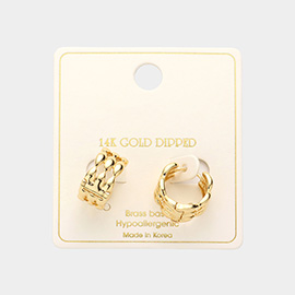 14K Gold Dipped Brass Metal Abstract Huggie Hoop Earrings