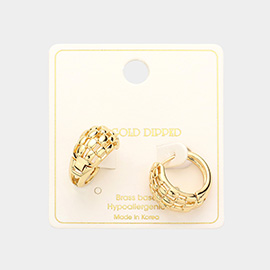 14K Gold Dipped Brass Metal Huggie Hoop Earrings