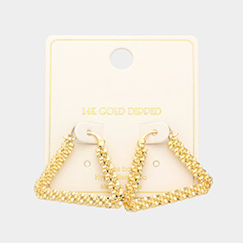 14K Gold Dipped 1 Inch Brass Metal Trapezoid Hoop Pin Catch Earrings