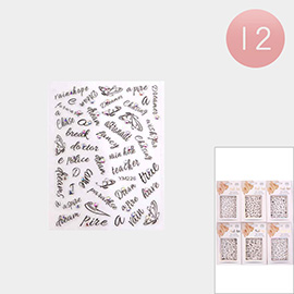 12Pack - Message Star Nail Art Adhesive Stickers