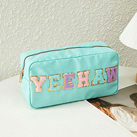 YEEHAW Glittered Chenille Message Pouch Bag