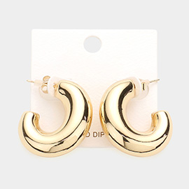 Gold Dipped Metal Oval Hoop Earrings