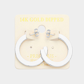 14K White Gold Dipped 1.25 Inch Metal Hoop Earrings