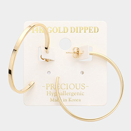 14K Gold Dipped 1.6 Inch Metal Hoop Earrings