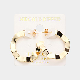 14K Gold Dipped 1.2 Inch Wavy Metal Hoop Earrings