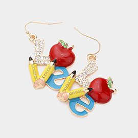 Apple Pencil Accented Love Message Dangle Earrings