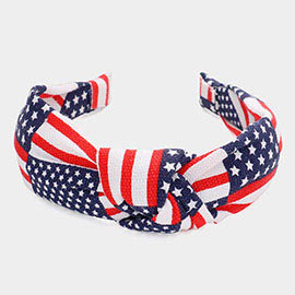 American USA Flag Knot Burnout Headband