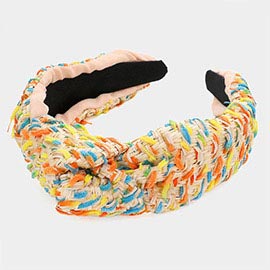 Colorful Cord Straw Knot Burnout Headband