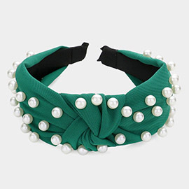 Pearl Embellished Knot Burnout Headband
