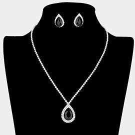 Teardrop Stone Accented Rhinestone Necklace