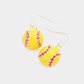 3D Softball Dangle Earrings