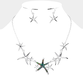 Abalone Metal Starfish Link Necklace