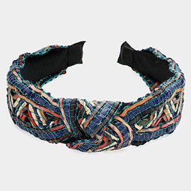 Colorful Cord Raffia Knot Burnout Headband