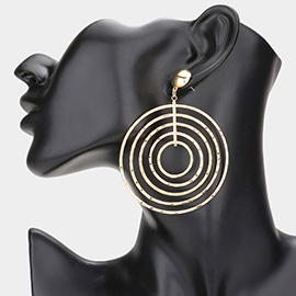 Multi Layered Metal Open Circle Dangle Earrings
