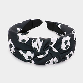 Game Day Soccer Patterned Knot Burnout Headband