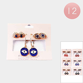 12 Set of 3 - Evil Eye Earrings