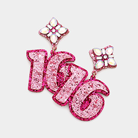 16 Birthday Glittered Confetti Message Dangle Earrings