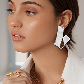 Bent Metal Rectangle Earrings