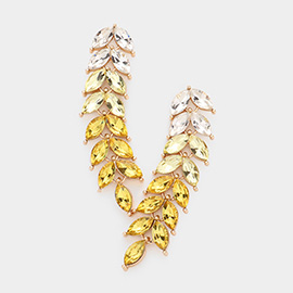 Marquise Stone Cluster Vine Link Dangle Evening Earrings