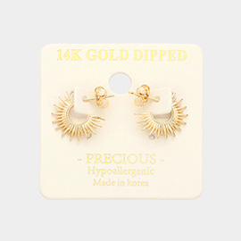 14K Gold Dipped Abstract Metal Hoop Earrings