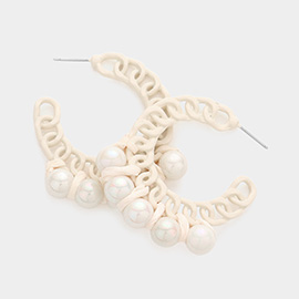 Hologram Ball Pointed Colored Chain Hoop Earrings
