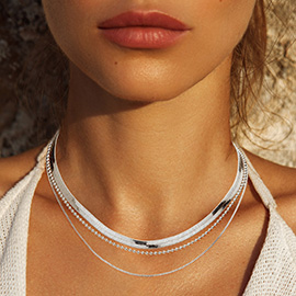 Metal Chain Triple Layered Necklace