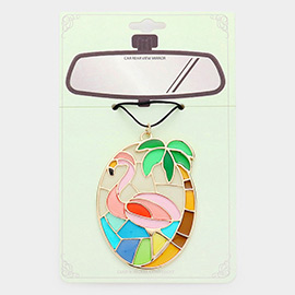 Colorful Flamingo Palm Tree Car Rear View Mirror Hanging Accessory