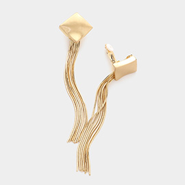 Metal Square Chain Linear Clip on Earrings