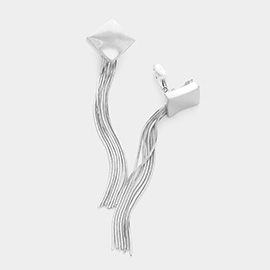 Metal Square Chain Linear Clip on Earrings