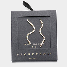 Secret Box _ 14K Gold Dipped CZ Linear Dangle Evening Earrings