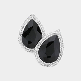 Teardrop Stone Accented Evening Earrings