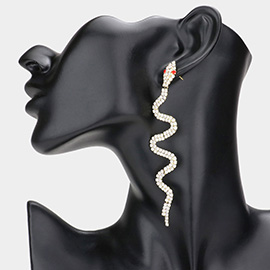 Rhinestone Pave Snake Dangle Evening Earrings