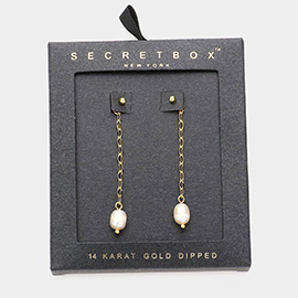 Secret Box _ 14K Gold Dipped Pearl Pointed Linear Dangle Earrings